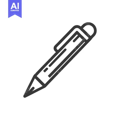 Aset desain premium: Minimalist Pen Icon: Bold Outline Design on White Background