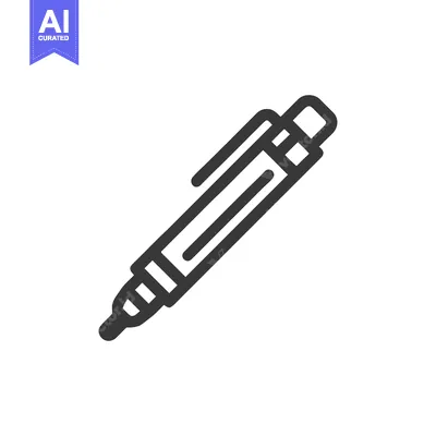 Aset desain premium: Minimalist Black Outline Icon of a Pen on White Background