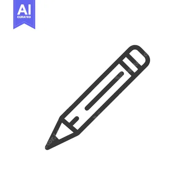 Aset desain premium: Minimalist Pencil Icon: Clean Line Art on White Background