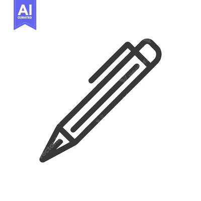 Aset desain premium: Minimalist Black Line Art: Sleek Pen Icon on White Background