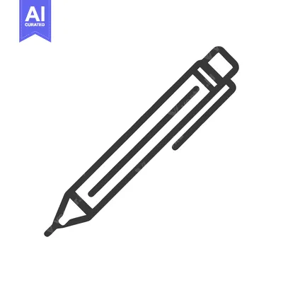Premium design asset: Minimalist Black Outline Illustration of a Mechanical Pencil on White