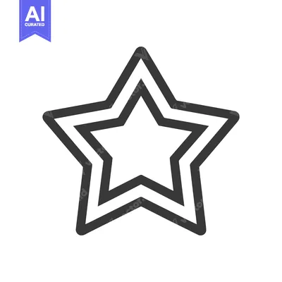 Aset desain premium: Double-lined Star Icon: Simple, Modern, Geometric Design on White Back