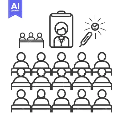 Aset premium populer: People Attending a Presentation with a Check Mark Icon Indicating Appr