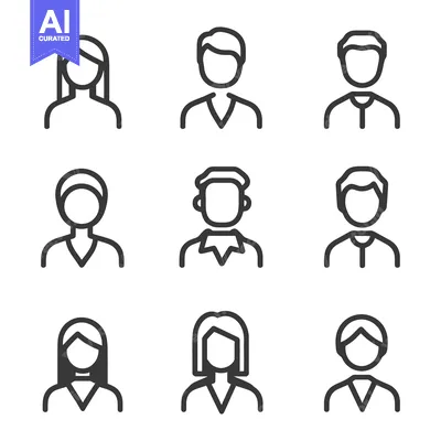 Aset desain premium: A Grid Illustrating Various Simple Human Head and Upper Body Icons