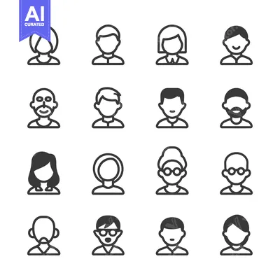 Aset premium populer: Symbolic representations of diverse people with different hairstyles a