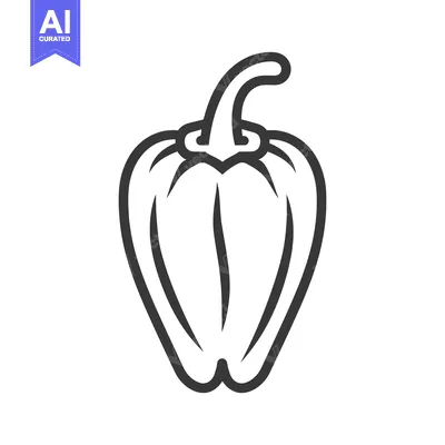 Popular premium asset: An illustrated outline of a fresh sweet pepper on white