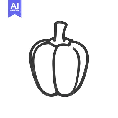 Aset premium populer: A simple black and white drawing of a bell pepper