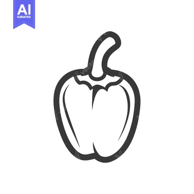 A simple black and white illustration of a bell pepper