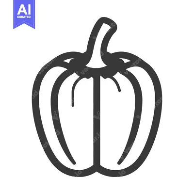 Aset premium populer: A simplistic black and white illustration of a pepper or bell pepper
