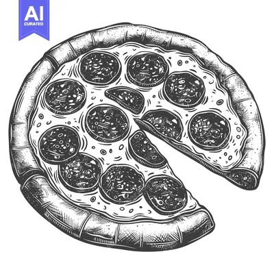 Aset desain premium: Delicious Pizza Prepared With Pepperoni Slices And A Missing Slice