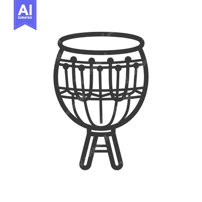 Aset premium populer: An outlined musical instrument drum resting on a wooden stand