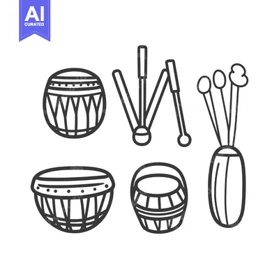 Several percussion instruments and objects arranged on a white backgro