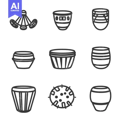 Illustrated objects include drums shuttlecock and circular shapes