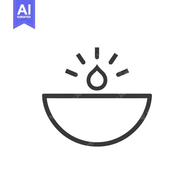 A stylized illustration of a glowing water droplet above a bowl
