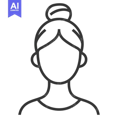 Aset desain premium: Simple illustration of a woman with hair bun and neckline showing