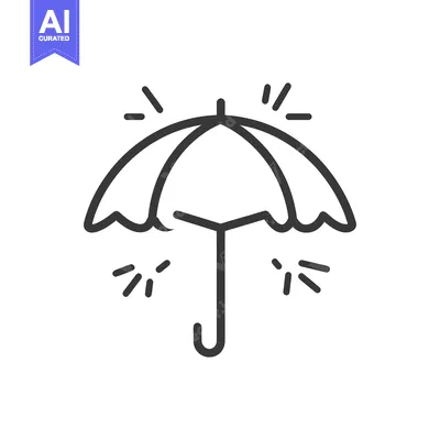 Popular premium asset: A simple black and white umbrella protecting from falling rain