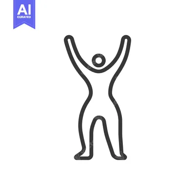Premium design asset: Black outline of a person with their arms raised upwards