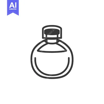 Aset premium populer: A round perfume bottle design with a decorative cap present
