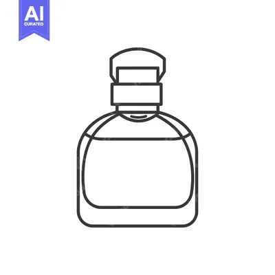 Aset desain premium: An illustrated line drawing of a perfume or cologne bottle