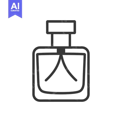 Aset desain premium: The image displays a minimalist line drawing of perfume bottle