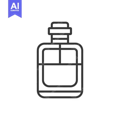Premium design asset: An illustrated outline of a rectangular perfume bottle on white