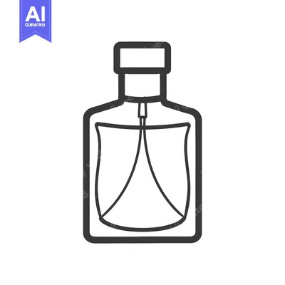A graphic outline of a rectangular perfume bottle design