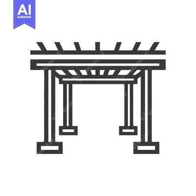 Minimalist Pergola Icon: Modern Architectural Structure in Bold Outlin