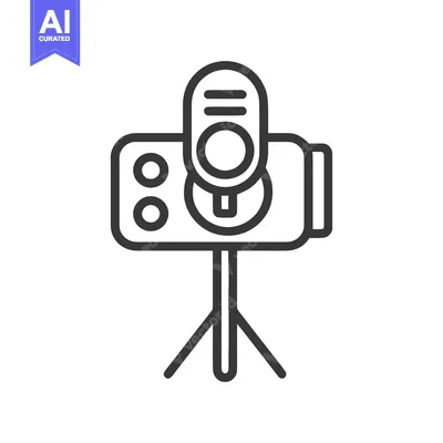 Minimalist Icon of a Vintage Camera with Tripod Stand