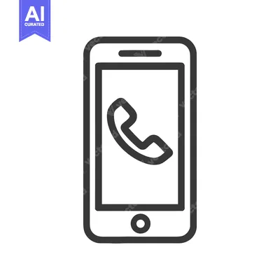 Aset desain premium: Smartphone with Phone Call Icon, Minimalist Design, Dark Gray on White