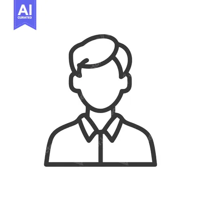 Aset desain premium: Faceless Man Icon: Minimalist Line Art Portrait with Shirt Collar Deta