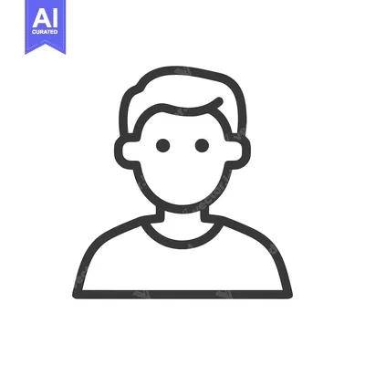 Aset desain premium: Minimalist Man Icon: Simple Line Art Portrait on White Background