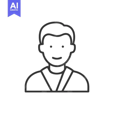 Aset premium populer: Minimalist Line Art: Smiling Man with Collar and Short Hair