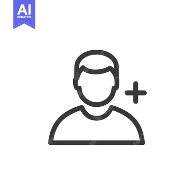 Premium design asset: Add User Icon: Simple Outline of Person with Plus Sign