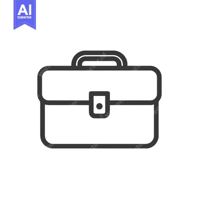 Aset desain premium: Minimalist Briefcase Icon: Clean Lines, Professional Symbolism, Modern
