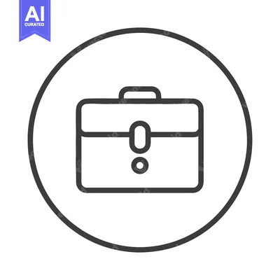 Minimalist Briefcase Icon in Circle, Business Symbol, Outline Style