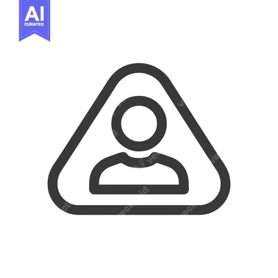Premium design asset: Person Icon in Triangle, Minimalist Design, Dark Gray Outline