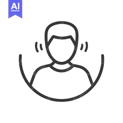 Hearing Loss Icon: Person with Sound Waves Near Ears, Outline Style