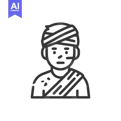 Aset desain premium: Toraja Man Icon: Traditional Headdress and Clothing, Sulawesi Culture