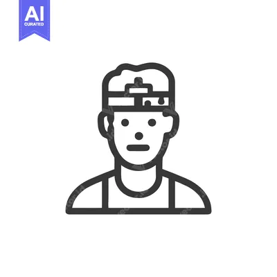 Popular premium asset: Minimalist Line Art: Man with Cap and Blank Expression