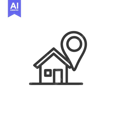 Aset premium populer: House Location Icon: Simple Line Art for Real Estate and Navigation