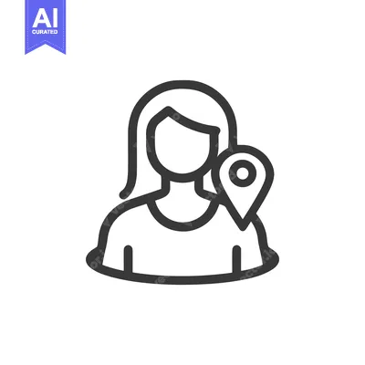 Aset desain premium: Woman Avatar with Location Pin Icon, Minimalist Design