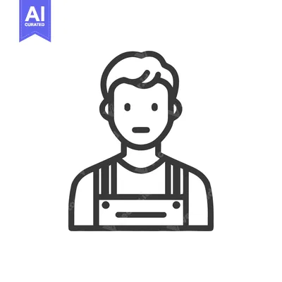 Popular premium asset: Minimalist Icon of a Man in Overalls, Clean Line Art Style