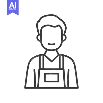 Aset premium populer: Minimalist Line Art: Faceless Figure in Apron, Clean Design