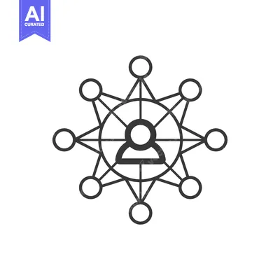 Aset desain premium: Person at the center of a circular network of connected nodes