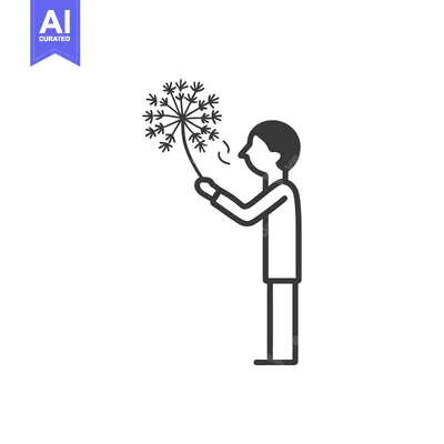Aset desain premium: Person Blowing on a Dandelion with Seeds Dispersing