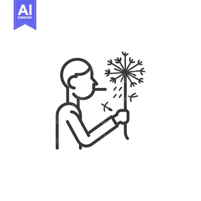 Aset desain premium: Person blowing on dandelion seeds