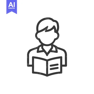 Minimalist Icon of a Person Reading a Book, Education Concept