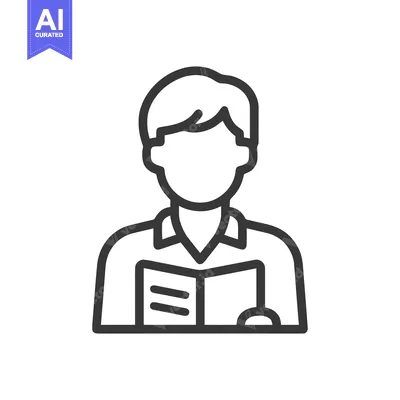 Minimalist Icon of a Student Reading a Book in Uniform