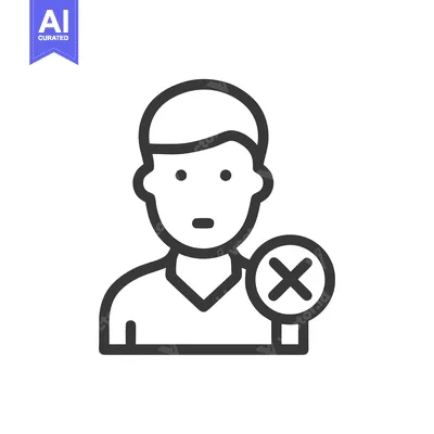 Aset desain premium: User Account Deactivated Icon: Simple Line Art with Cross Symbol