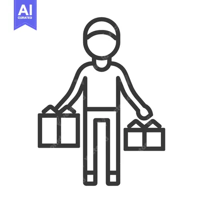 Premium design asset: Person carrying two wrapped gift boxes